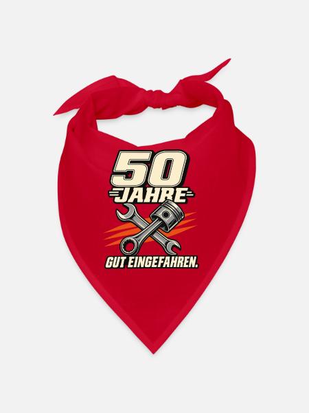 50 Jahre Gut Eingefahren Mechanik - Bandana - Rot - Vorne