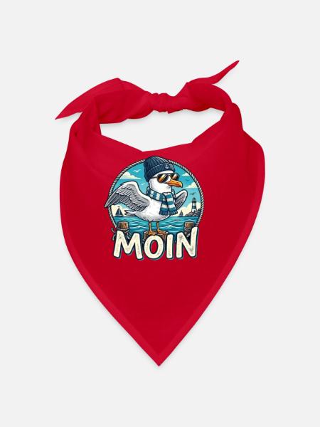 Moin Küsten-Seemöwe mit Schal & Mütze - Bandana - Rot - Vorne