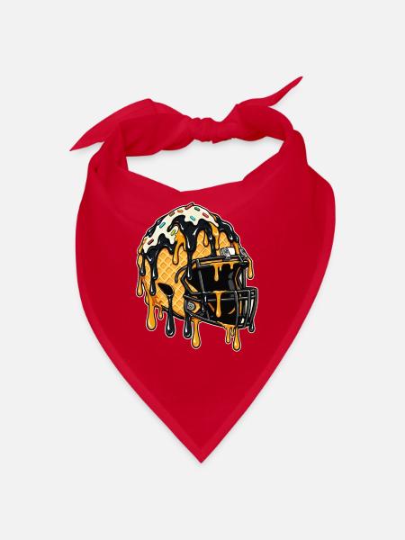 Tropfender Fußballhelm – Schwarz-Gold-Spieler - Bandana - Rot - Vorne