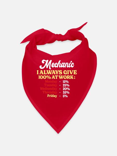 100% At Work Funny Mechanic Quote - Bandana - red - Front