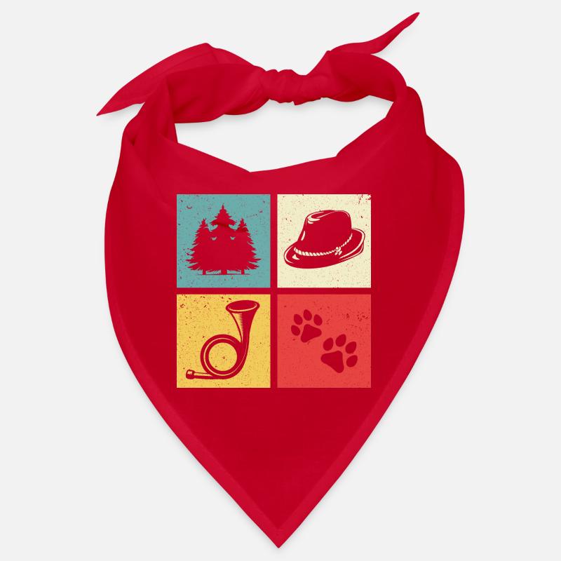 Conception de cor de chasse avec chapeau de feutre de patte de chien de forêt Bandana