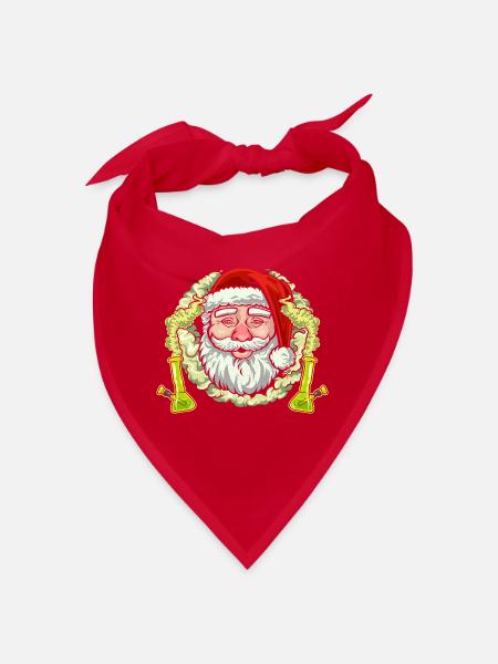 Santa Stoned mit Bong - Ugly Weihnachten - Bandana - Rot - Vorne