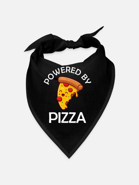 Powered By Pizza Lustiger Pizza Spruch - Bandana - Schwarz - Vorne