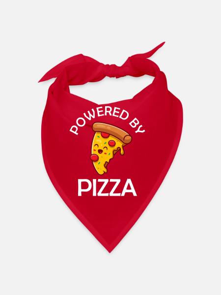 Powered By Pizza Lustiger Pizza Spruch - Bandana - Rot - Vorne