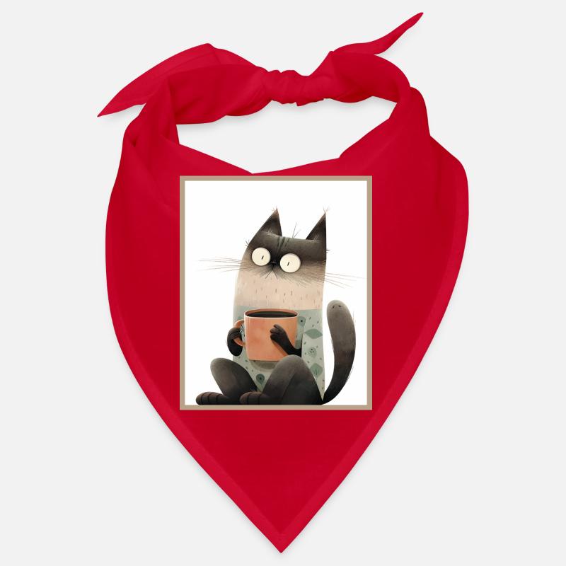 Chat avec tasse à café Bandana