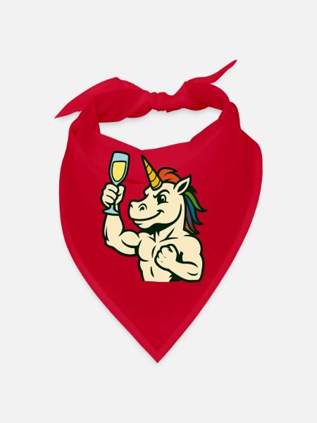Einhorn-Toast-Glas-Starkes Festmaskottchen - Bandana - Rot - Vorne