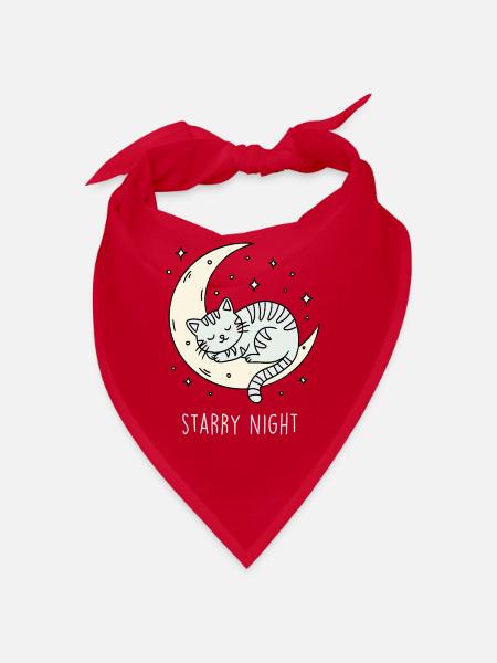 Mondkatze im Sternenhimmel - Bandana - Rot - Vorne