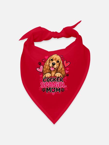 Cocker Spaniel Mamaherzen - Bandana - Rot - Vorne