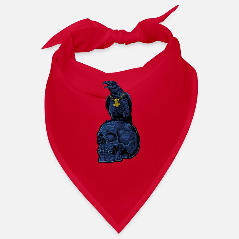 Gothic Rabe mit Mjölnir auf Schädel - Gothic Bandana