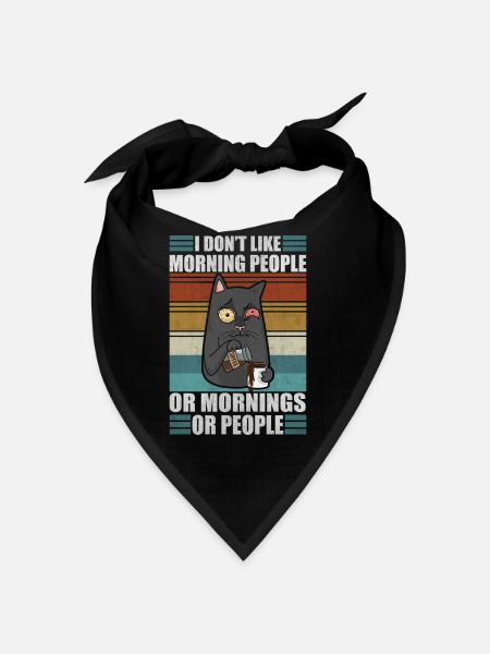 Sarcastic Cat Moody Morning People Coffee Lazy Kit - Bandana - black - Front