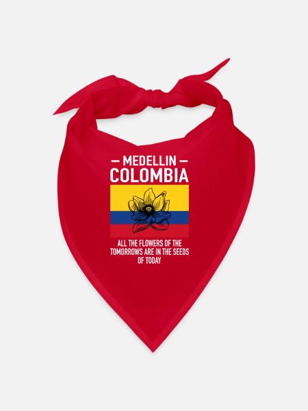 Medellin Colombie Fleurs Drapeau - Bandana - rouge