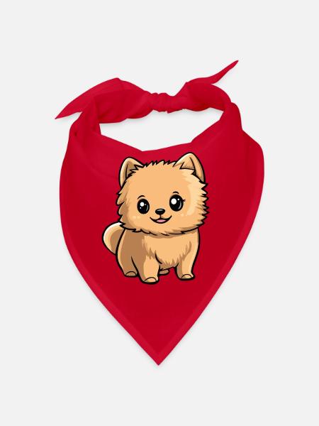 Pomeranian Dog Comic Cute Pomeranian - Bandana - red - Front