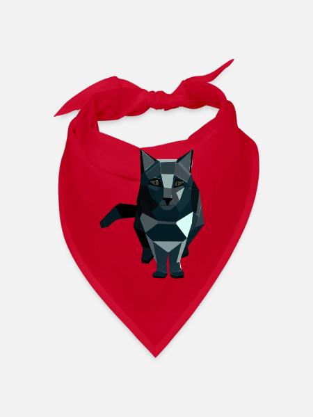 Chat géométrique de style obsidienne - Bandana - rouge