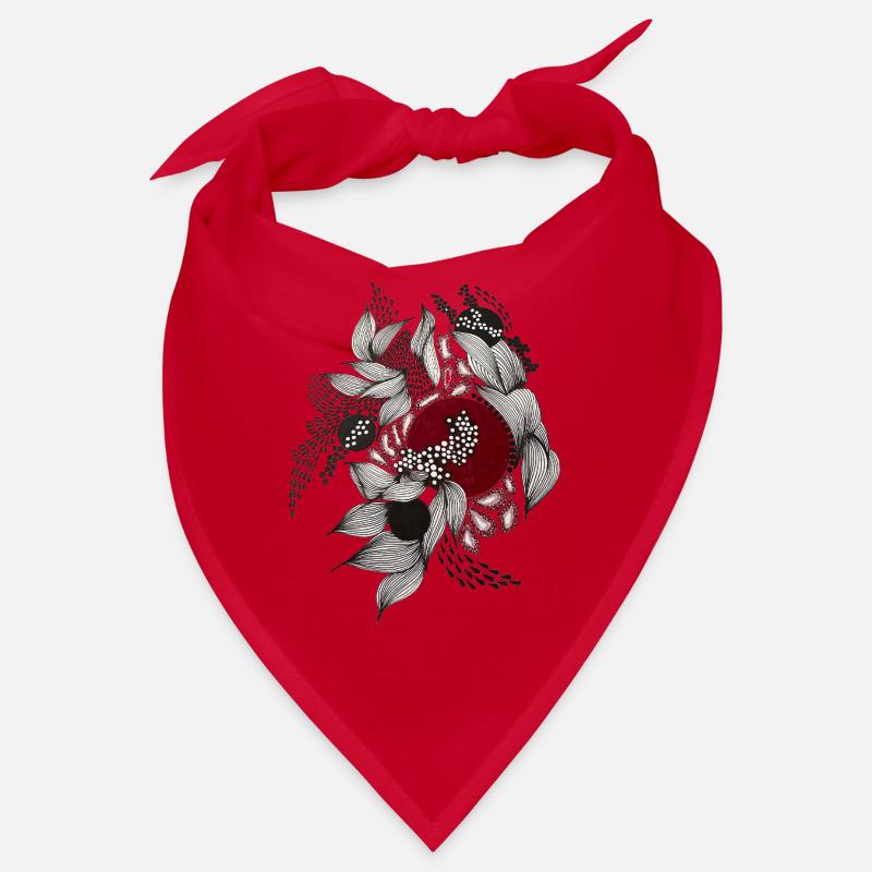Roter Kreis mit silbernen Blättern Bandana