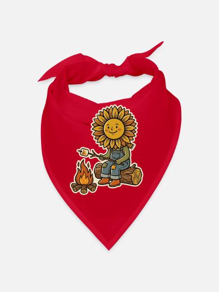 Sonnenblume Lagerfeuer Marshmallow Camping - Bandana - Rot - Vorne