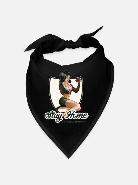Pilot Girl Pin up - Bandana - black - Front
