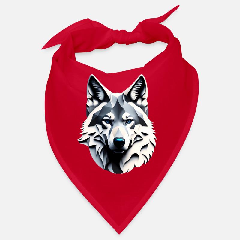 Wolf mit blauen Augen - Bandana - Rot