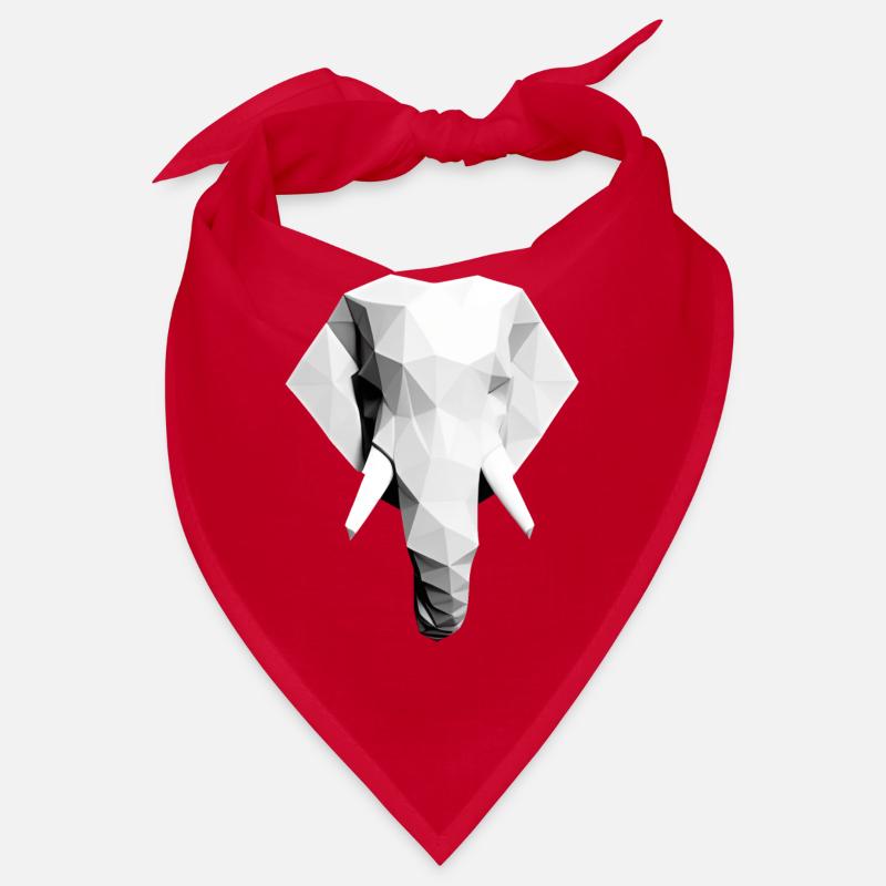 Polygon Design Elephant animal head black white Bandana