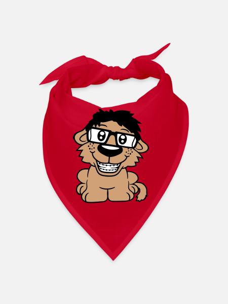 Hund Nerd Hornbrille Geek Zahnspange Schlau Lustig - Bandana - Rot - Vorne