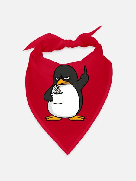 Pinguin Kaffee Kaffeeliebhaber Büro Mittelfinger - Bandana - Rot - Vorne