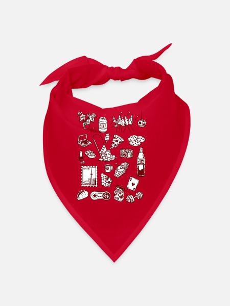 Nachtleben Snack-Doodle-Mashup - Bandana - Rot - Vorne