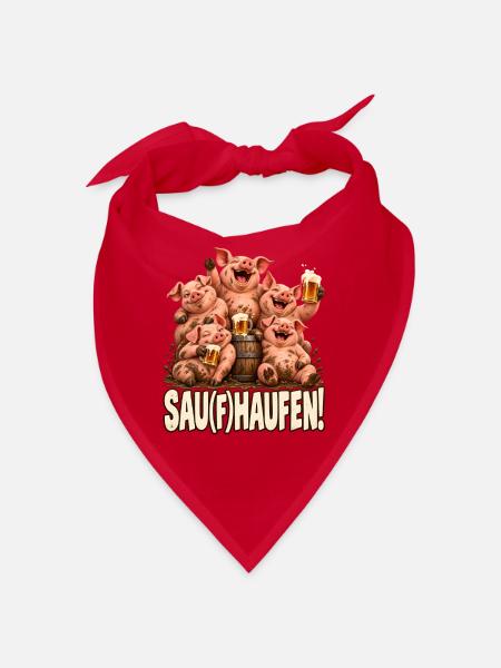 Sau(f)haufen Schweine Bier Stammtisch JGA Spruch - Bandana - Rot - Vorne