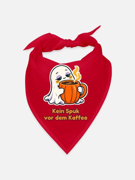 Kein Spuk vor dem Kaffee – Geist mit Tasse - Bandana - Rot - Vorne