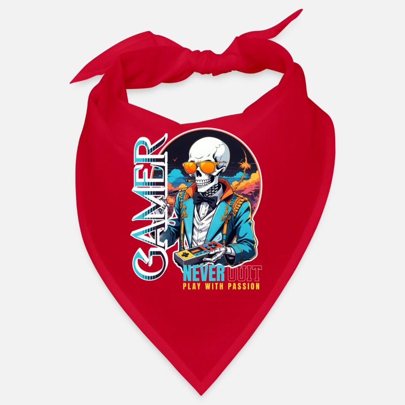 Retro Gamer Skelett mit Controller Konsolenspiele Bandana