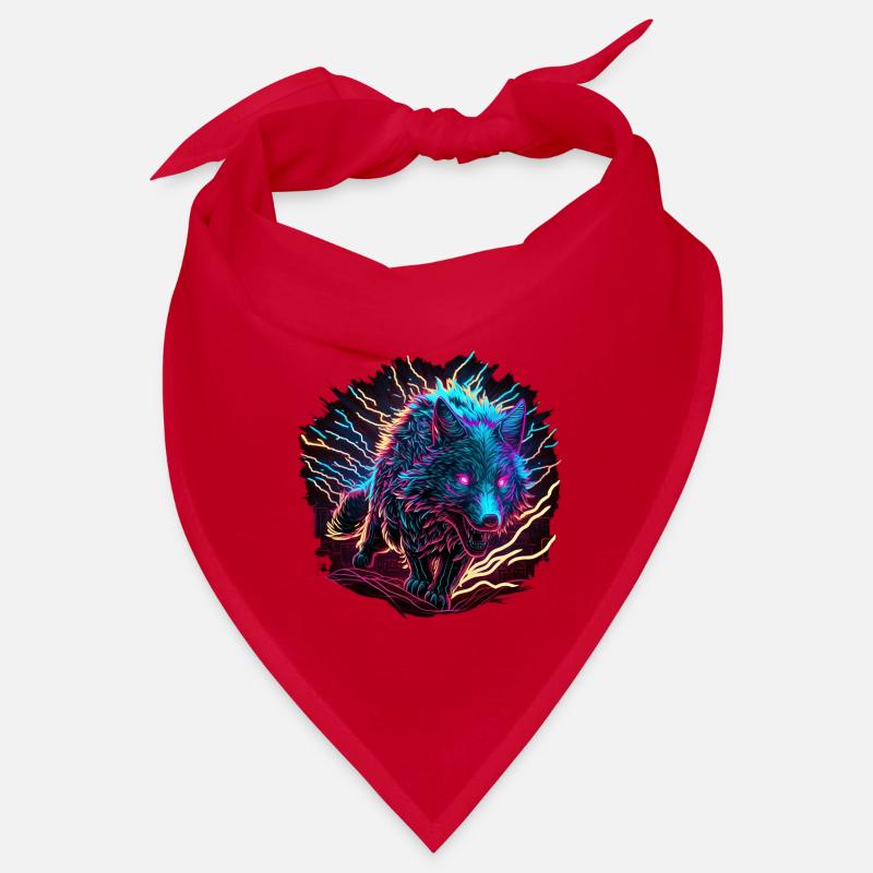 Wolf Neon Illustration Synthwave Art Bandana
