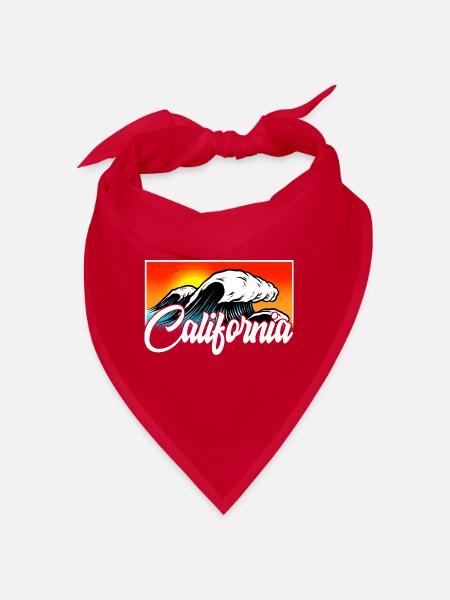 California Retro Surfer Palms vintage 70s - Bandana - red - Front
