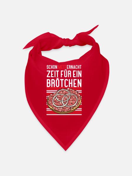 Mannes Mett Mettbrötchen Witzig Fleisch Essen - Bandana - Rot - Vorne