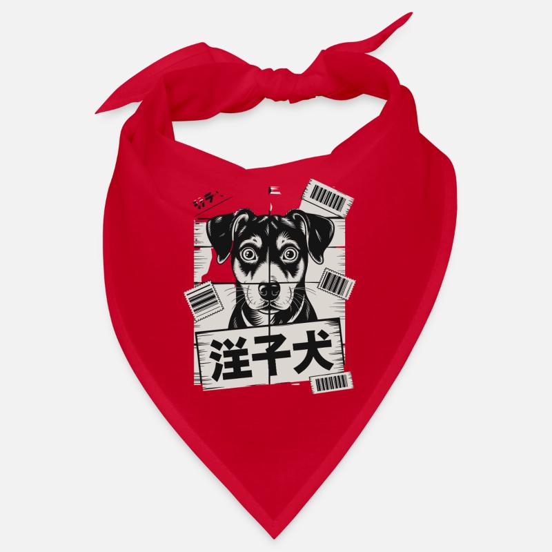 Chien mignon avec affiche de code-barres Bandana