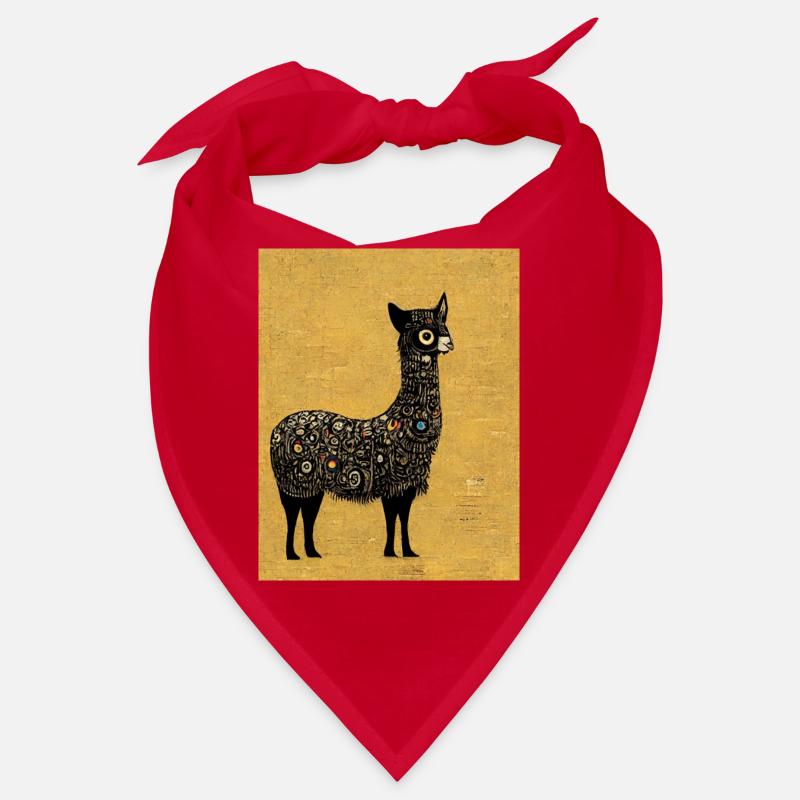 Lama Gemälde Gold Bandana