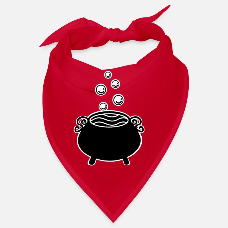bubbling witch's cauldron black white Bandana