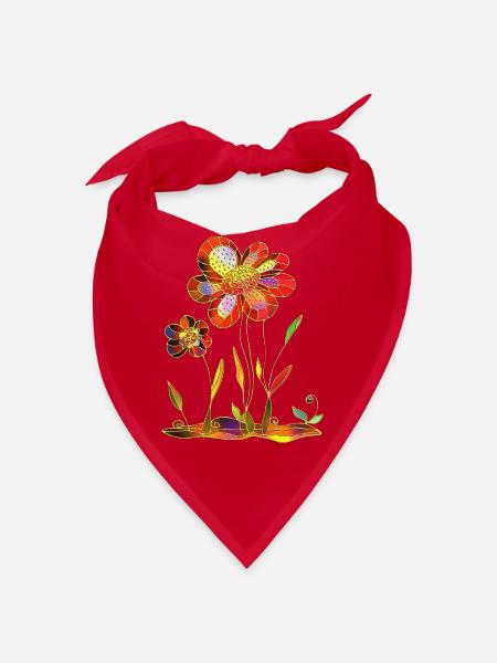 Blumen - Bandana - Rot - Vorne
