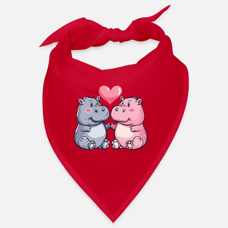 Nilpferd Comic Tier Paar Liebe Bandana