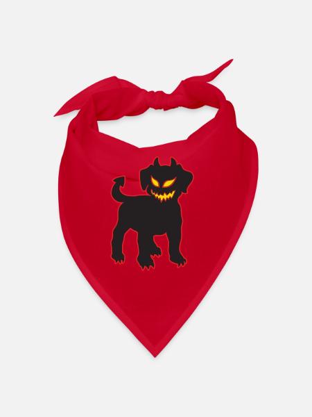 Halloween Devil Dog Chiot démoniaque brillant - Bandana - rouge - Devant
