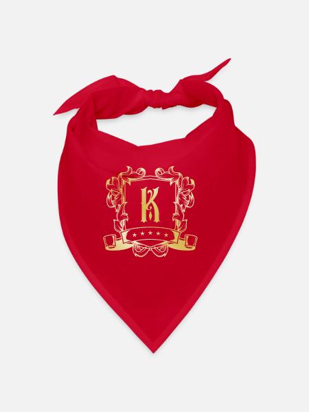 K letter gold - Bandana - red - Front