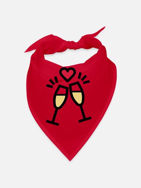 or sparkling wine for Valentine's Day - Bandana - red - Front