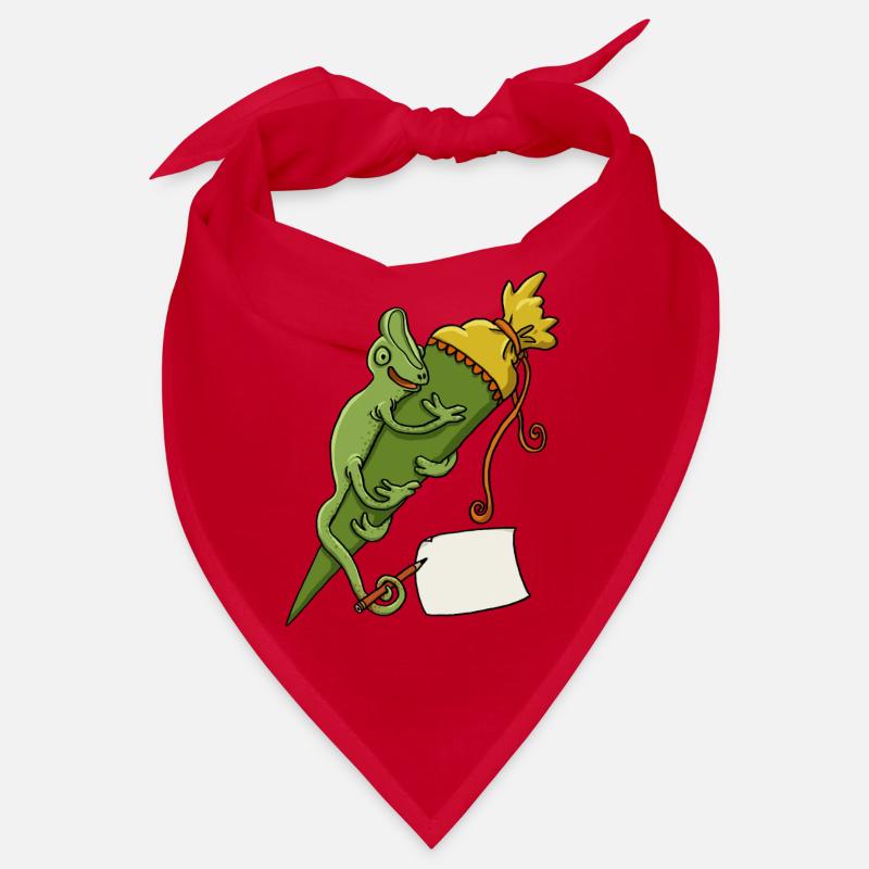 Caméléon avec cône d’école et bout de papier Bandana