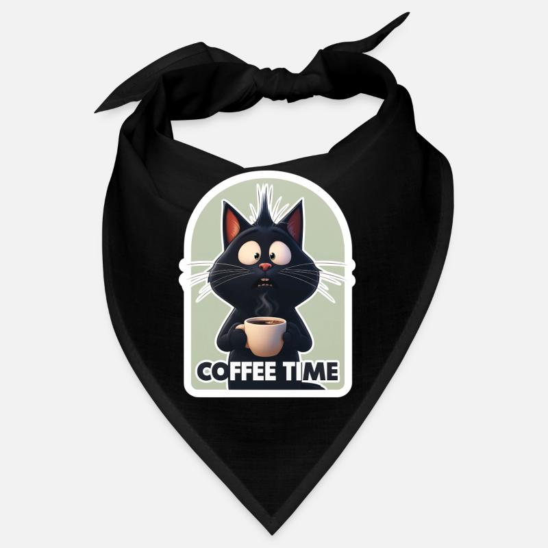 Cat with coffee text Bandana
