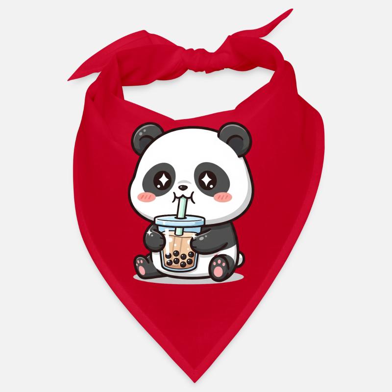 Kuscheliger Pandabär mit Bubble Tea Bandana