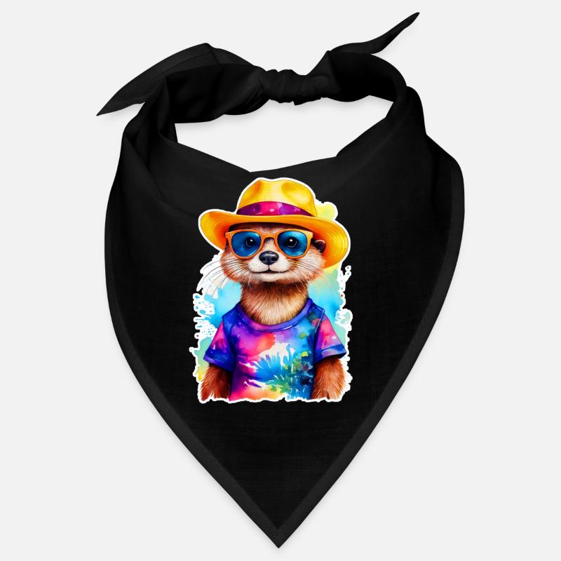 Otter mit Strohhut Bandana
