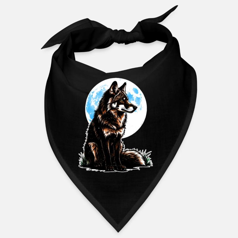 Un loup devant une lune bleue Bandana
