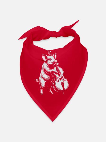 Swine spielt Kontrabass - Bandana - Rot - Vorne