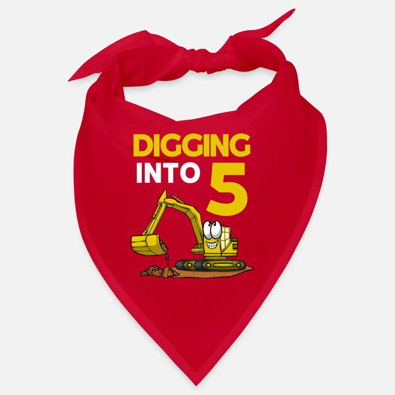 Excavator Driver Digging Into 5 Birthday Excavator Bandana