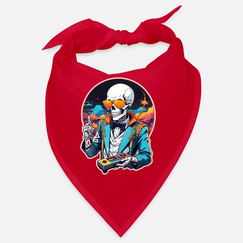 Retro Gamer Skelett mit Controller Konsolenspiele Bandana