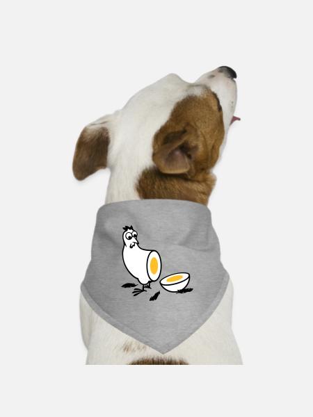 Huhn oder Ei - Hunde-Bandana Dreieckstuch - Grau meliert