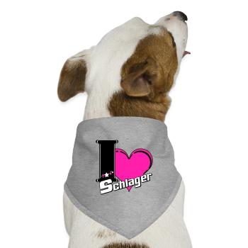 I Love Schlager Herz - Hunde-Bandana Dreieckstuch - Grau meliert - Vorne
