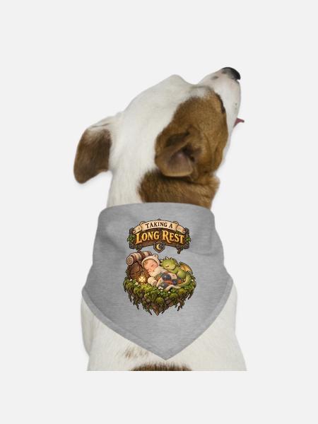 Taking a Long Rest – Baby & Drache RPG Humor - Hunde-Bandana Dreieckstuch - Grau meliert